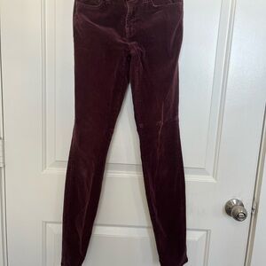 J Brand Maroon Corduroy Skinny Jeans